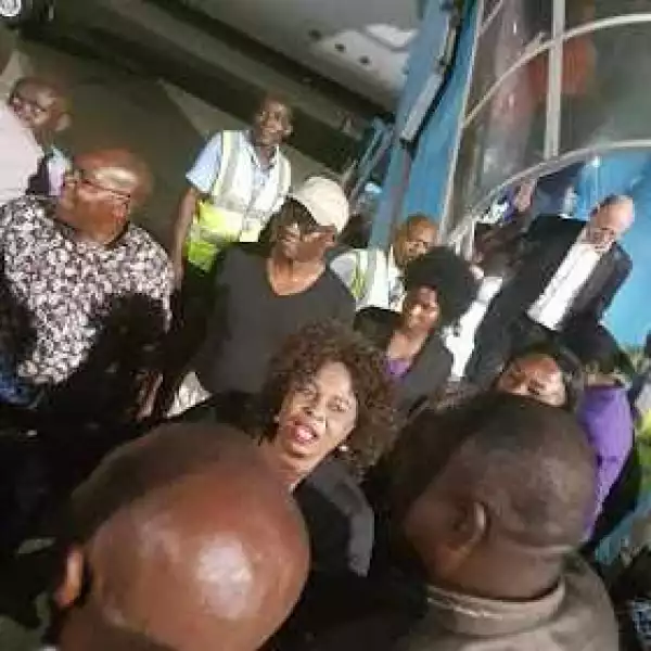 Photos: Former first lady, Patience Jonathan pictured as she arrived at Port Harcourt Intl Airport